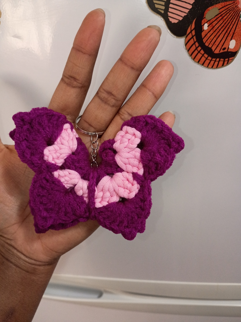 1pc *RANDOM COLOR* Crocheted Butterfly Keychain